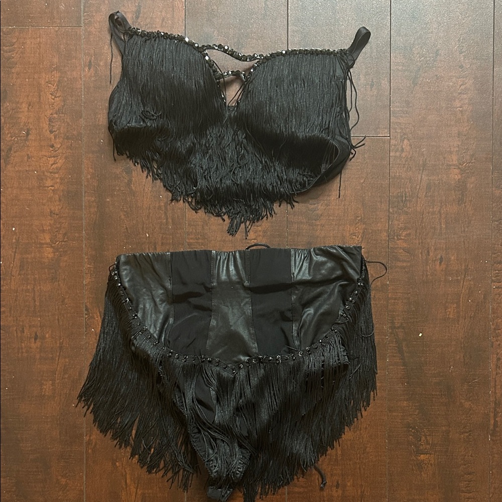 Elegant Black Fringe Lingerie Set